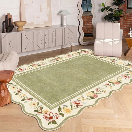 Teppich creme grün 200x300 - creme,