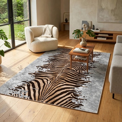 Zebra teppich beige grau - zebra,