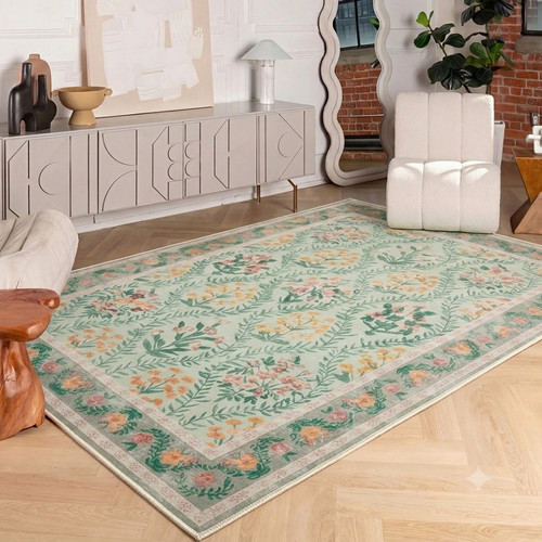 Vintage blumen teppich mint - blumen,