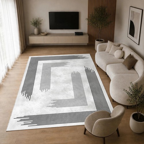 Teppich weiß schwarz 200x300 - schwarz,