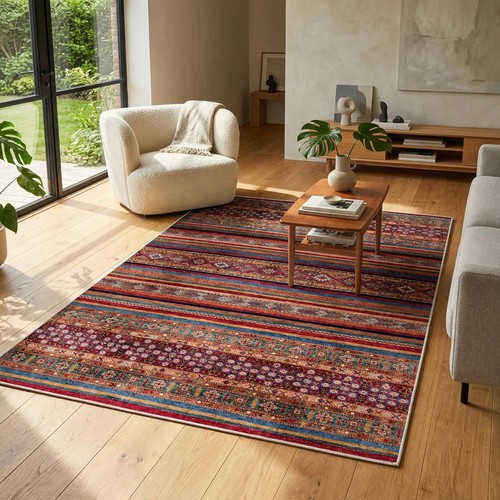Teppich rot bunt - rot, cm